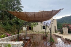 pergola structure acier toile fibre coco  agrément vignes